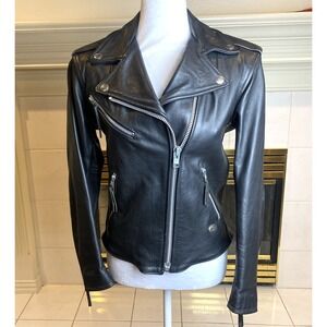 VTG Harley Davidson Black Leather Shovelhead Jacket Womens USA Made XS Moto READ